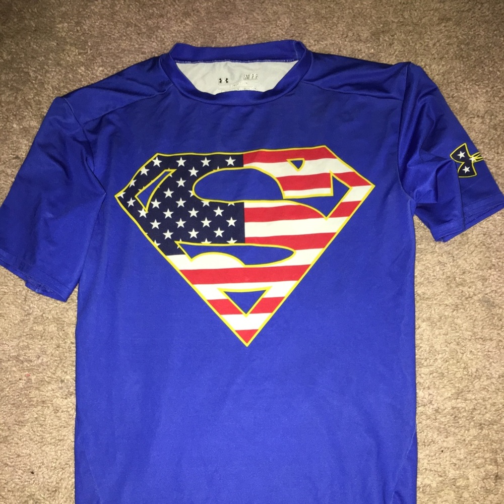 bright royal blue dry fit super man shirt